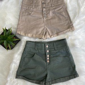 2 Pairs High Waisted Shorts